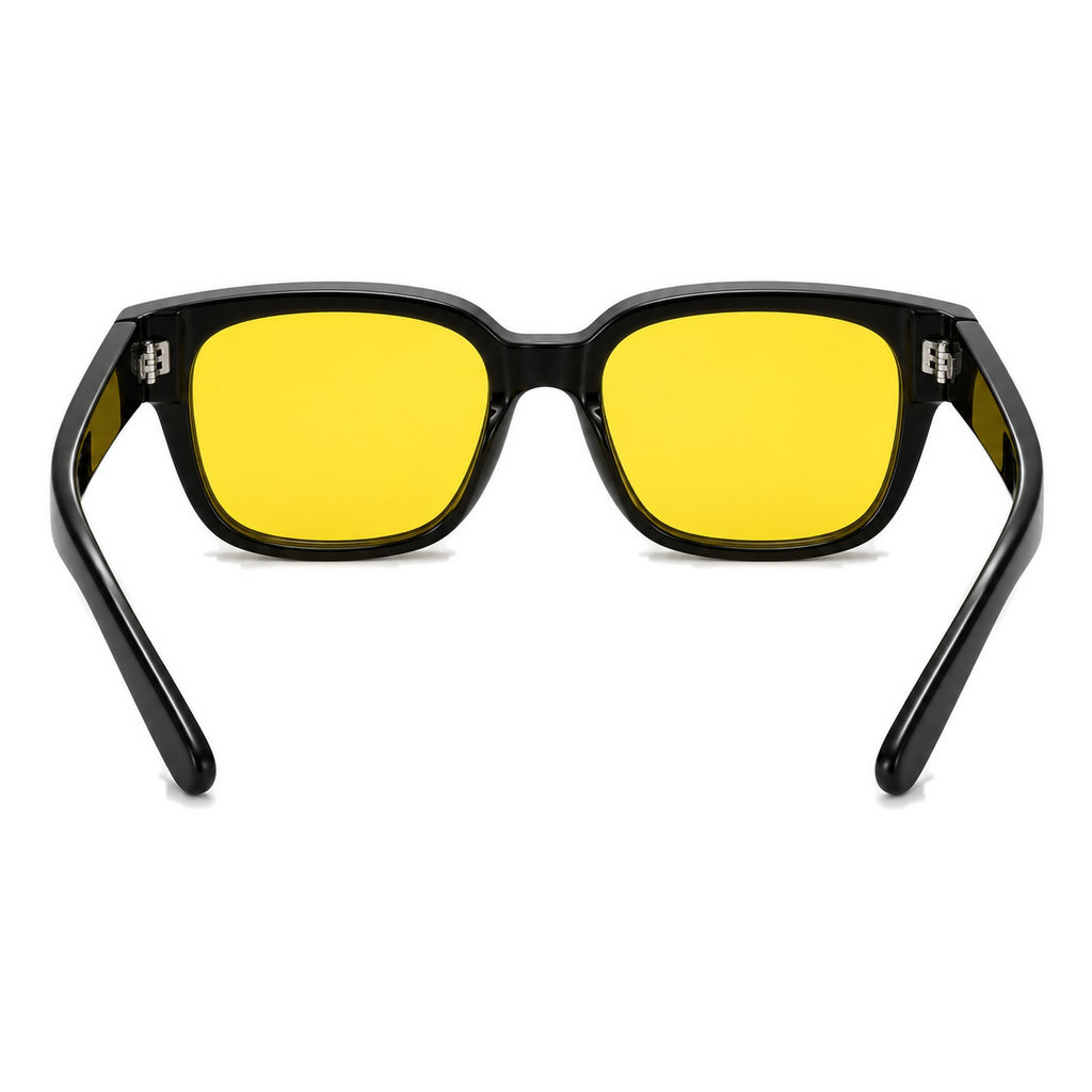 Lunettes de conduite de nuit par-dessus BORÉAL NUIT, verre jaune, vue de dos