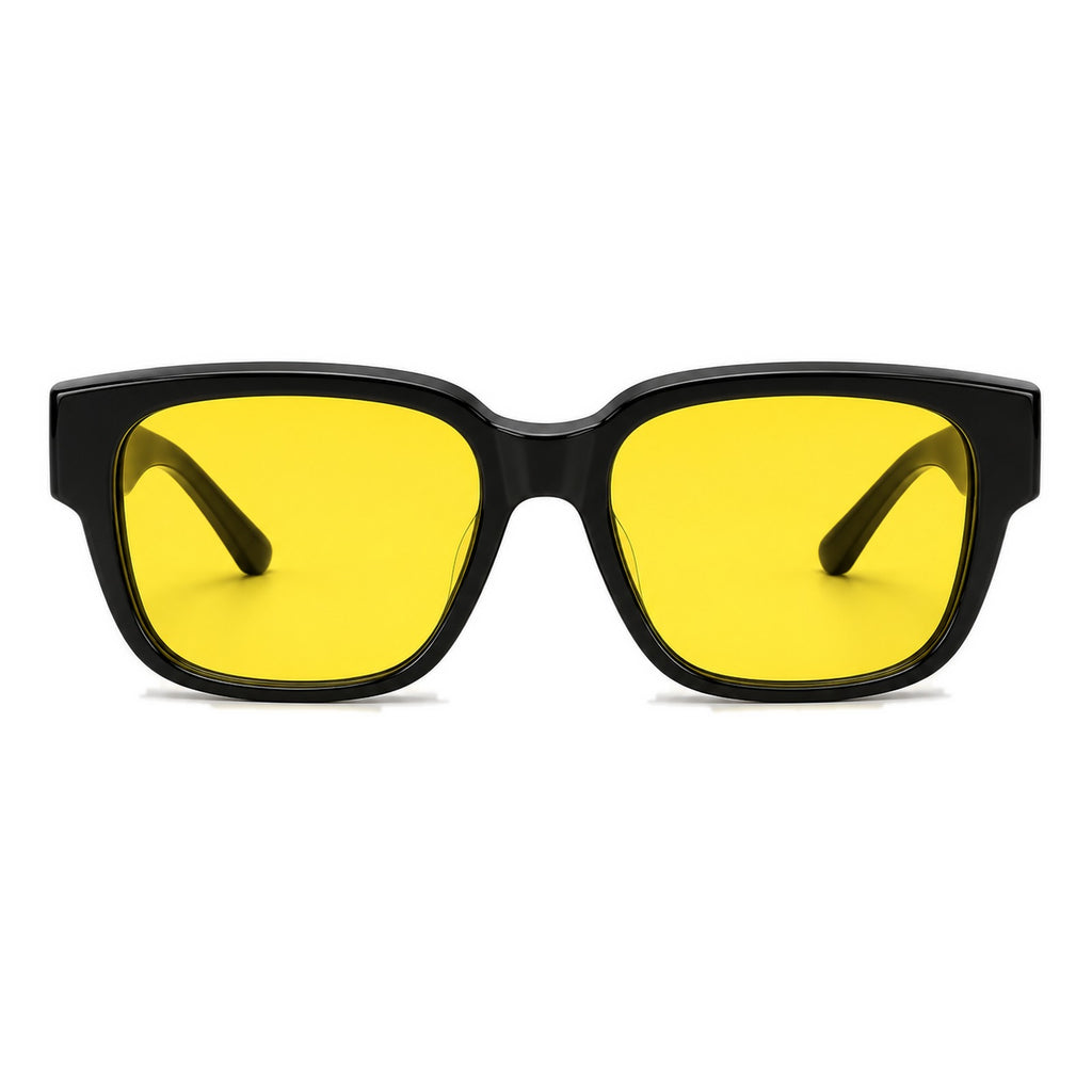 Lunettes de conduite de nuit par-dessus BORÉAL NUIT, verre jaune, vue de face