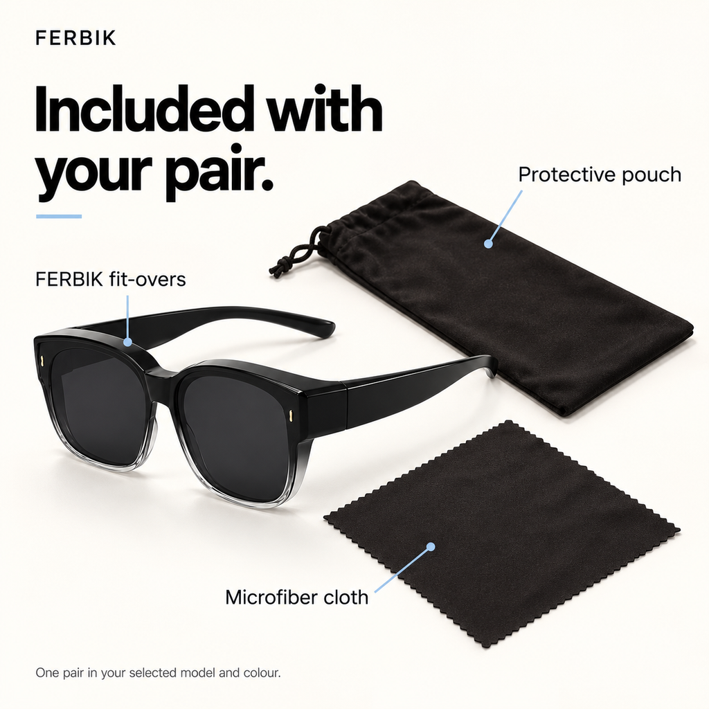 AURORE graduated black fit-over sunglasses with pouch and microfiber cloth