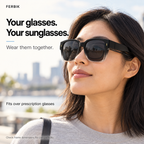 AURORE graduated black fit-over sunglasses worn over prescription glasses