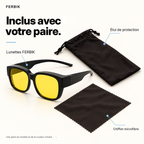 Lunettes de soleil BORÉAL NUIT verre jaune avec étui de protection et chiffon microfibre