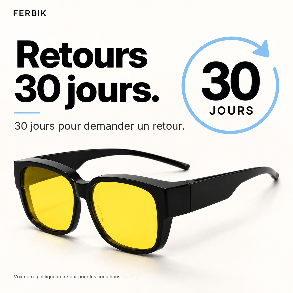 Lunettes de soleil BORÉAL NUIT verre jaune, retours sous 30 jours