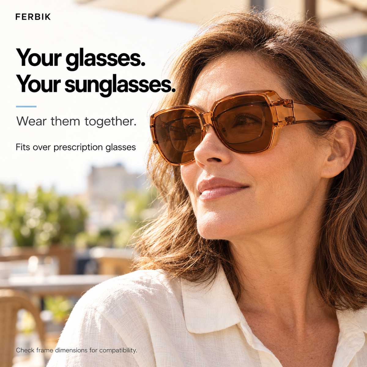 BRUME tea fit-over sunglasses worn over prescription glasses