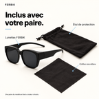 Lunettes de soleil NORDET gris fumé avec étui de protection et chiffon microfibre