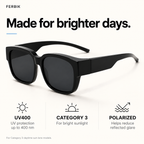 NORDET smoke grey fit-over sunglasses, lens close-up