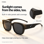 NORDET smoke grey fit-over sunglasses, built-in side panels