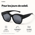 Lunettes de soleil PETIT NORD noir pour enfant, gros plan sur le verre