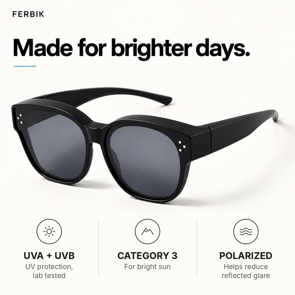 PETIT NORD black kids fit-over sunglasses, lens close-up