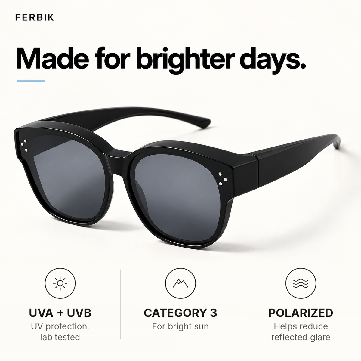 PETIT NORD black kids fit-over sunglasses, lens close-up