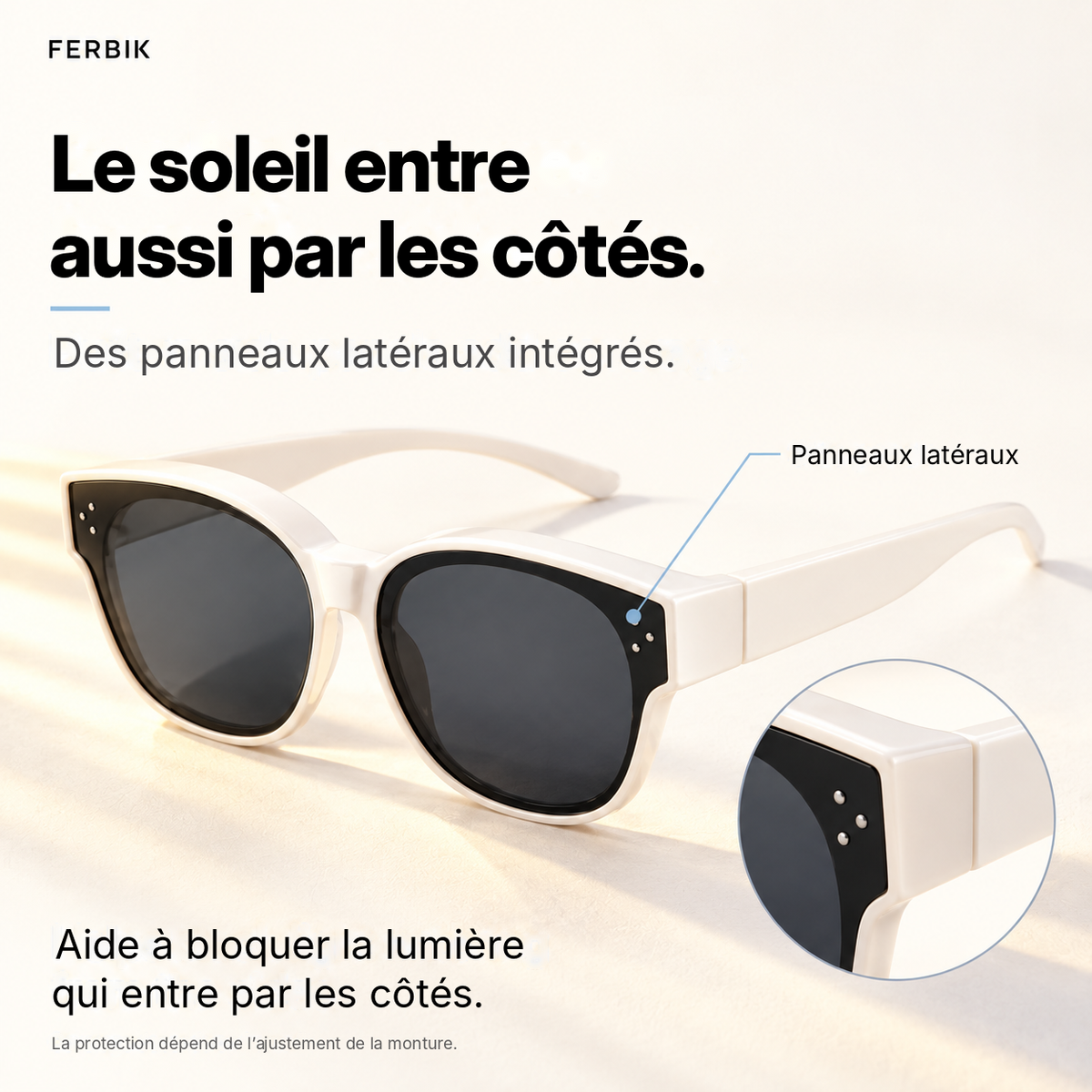 Lunettes de soleil PETIT NORD crème pour enfant avec panneaux latéraux intégrés