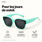 Lunettes de soleil PETIT NORD menthe pour enfant, gros plan sur le verre