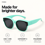 PETIT NORD mint kids fit-over sunglasses, lens close-up