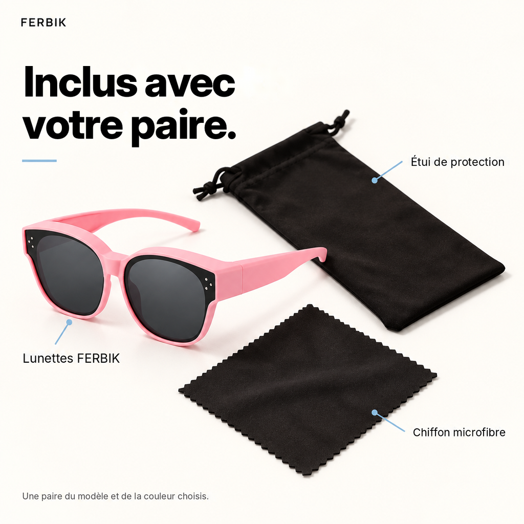 Lunettes de soleil PETIT NORD rose pour enfant avec étui de protection et chiffon microfibre