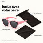 Lunettes de soleil PETIT NORD rose pour enfant avec étui de protection et chiffon microfibre