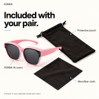 PETIT NORD pink kids fit-over sunglasses with pouch and microfiber cloth
