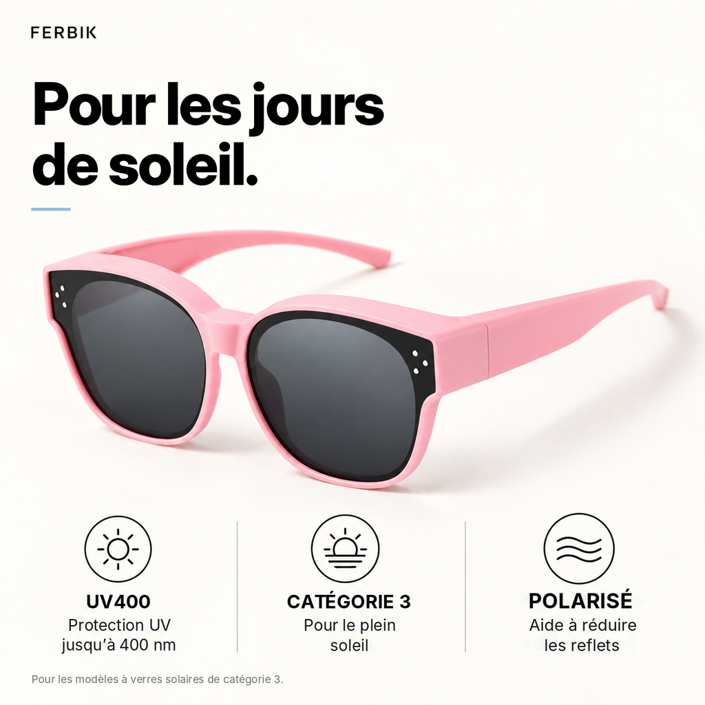 Lunettes de soleil PETIT NORD rose pour enfant, gros plan sur le verre