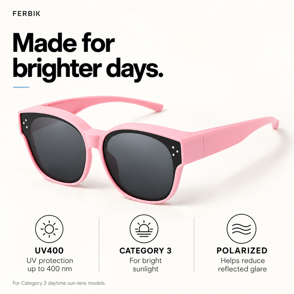 PETIT NORD pink kids fit-over sunglasses, lens close-up