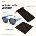 PETIT NORD sky blue kids fit-over sunglasses with pouch and microfiber cloth