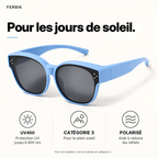Lunettes de soleil PETIT NORD bleu ciel pour enfant, gros plan sur le verre