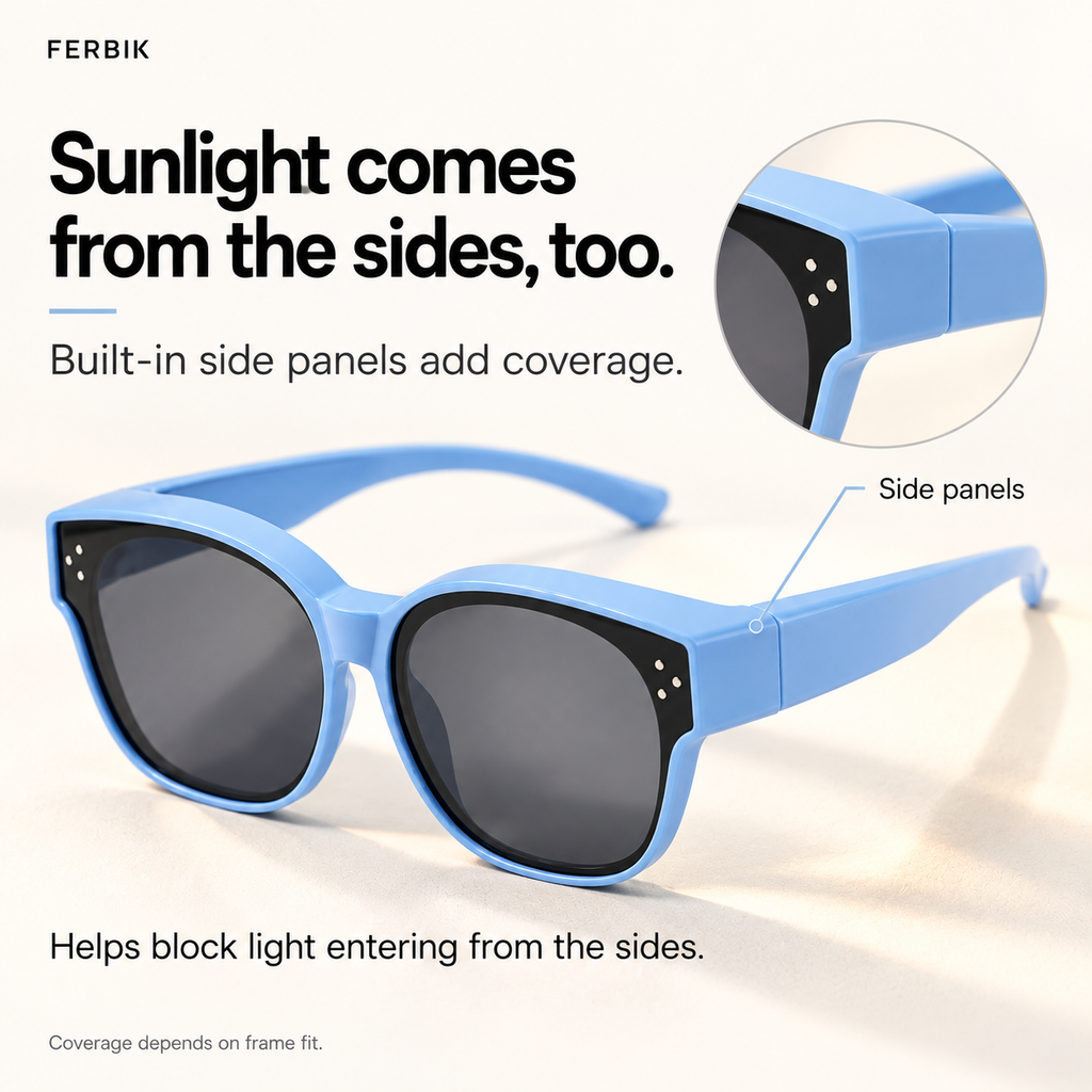 PETIT NORD sky blue kids fit-over sunglasses, built-in side panels