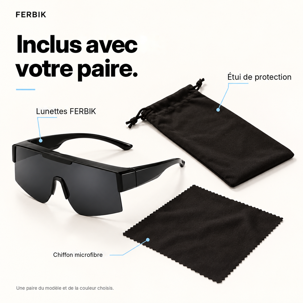 Lunettes de soleil RAFALE fumé avec étui de protection et chiffon microfibre