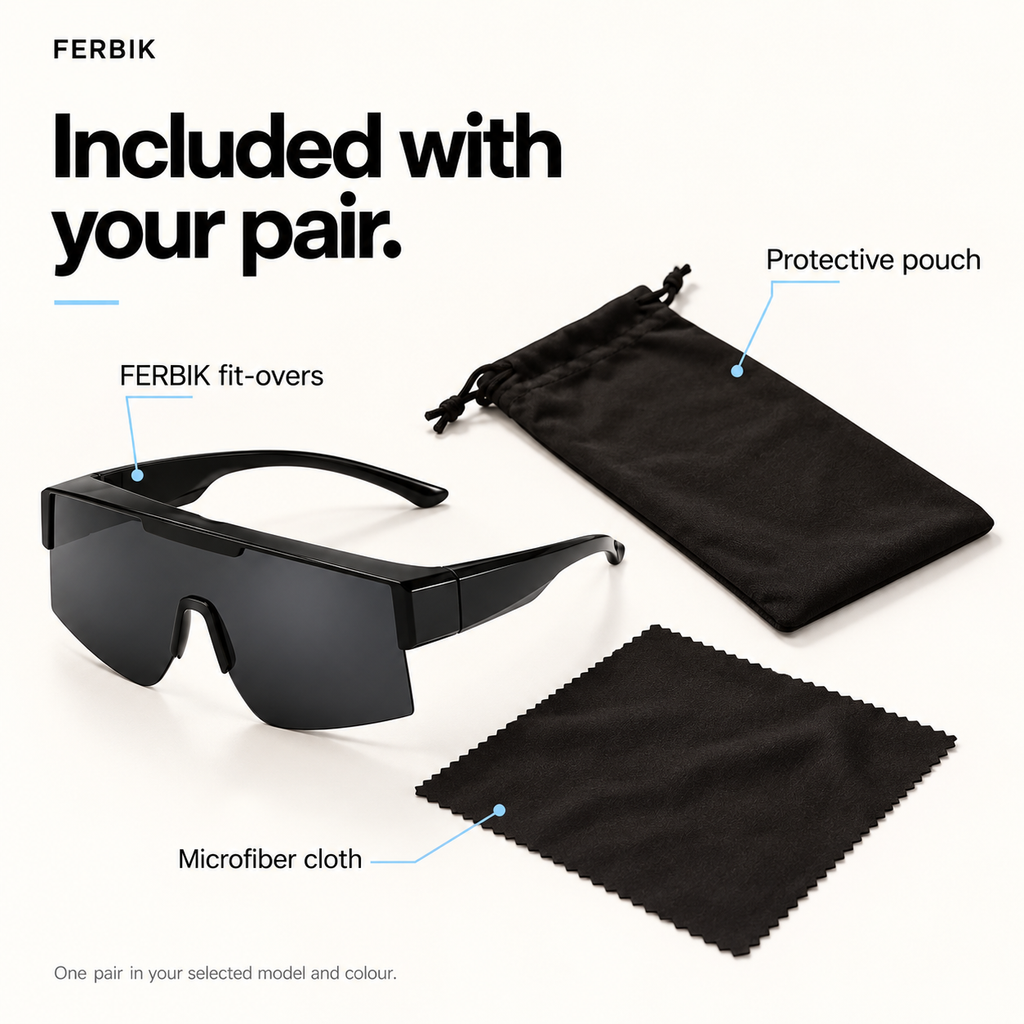 RAFALE smoke fit-over sport shield sunglasses with pouch and microfiber cloth