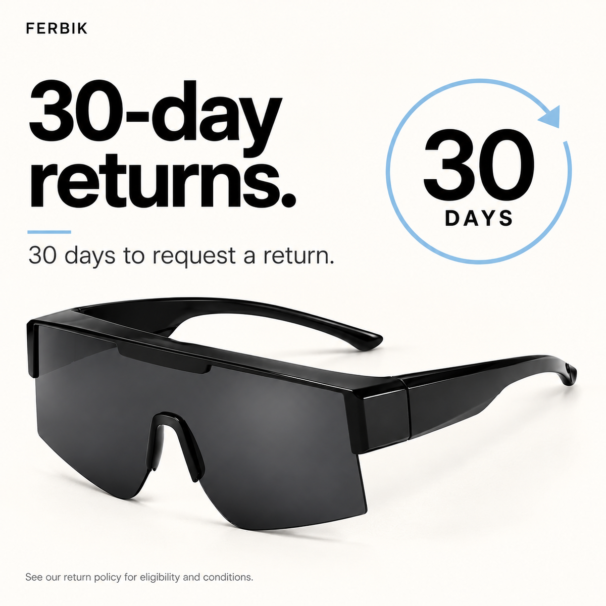 RAFALE smoke fit-over sport shield sunglasses, 30-day returns
