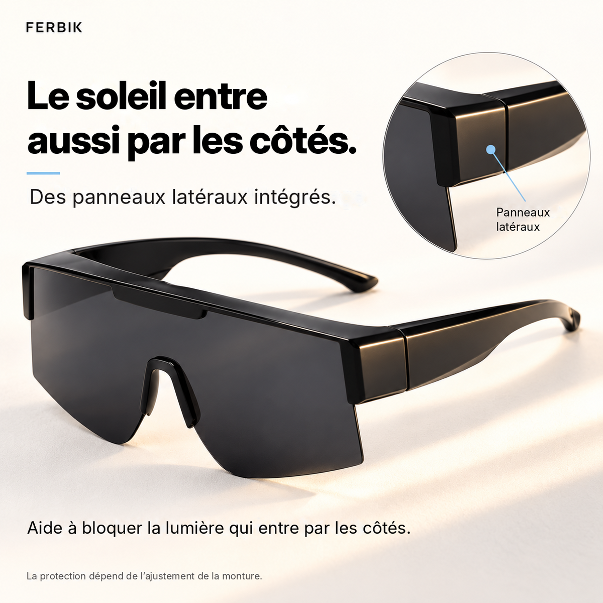 Lunettes de soleil RAFALE fumé avec panneaux latéraux intégrés