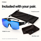 SUROIT blue mirror fit-over sunglasses with pouch and microfiber cloth