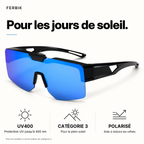 Lunettes de soleil SUROÎT miroir bleu, gros plan sur le verre