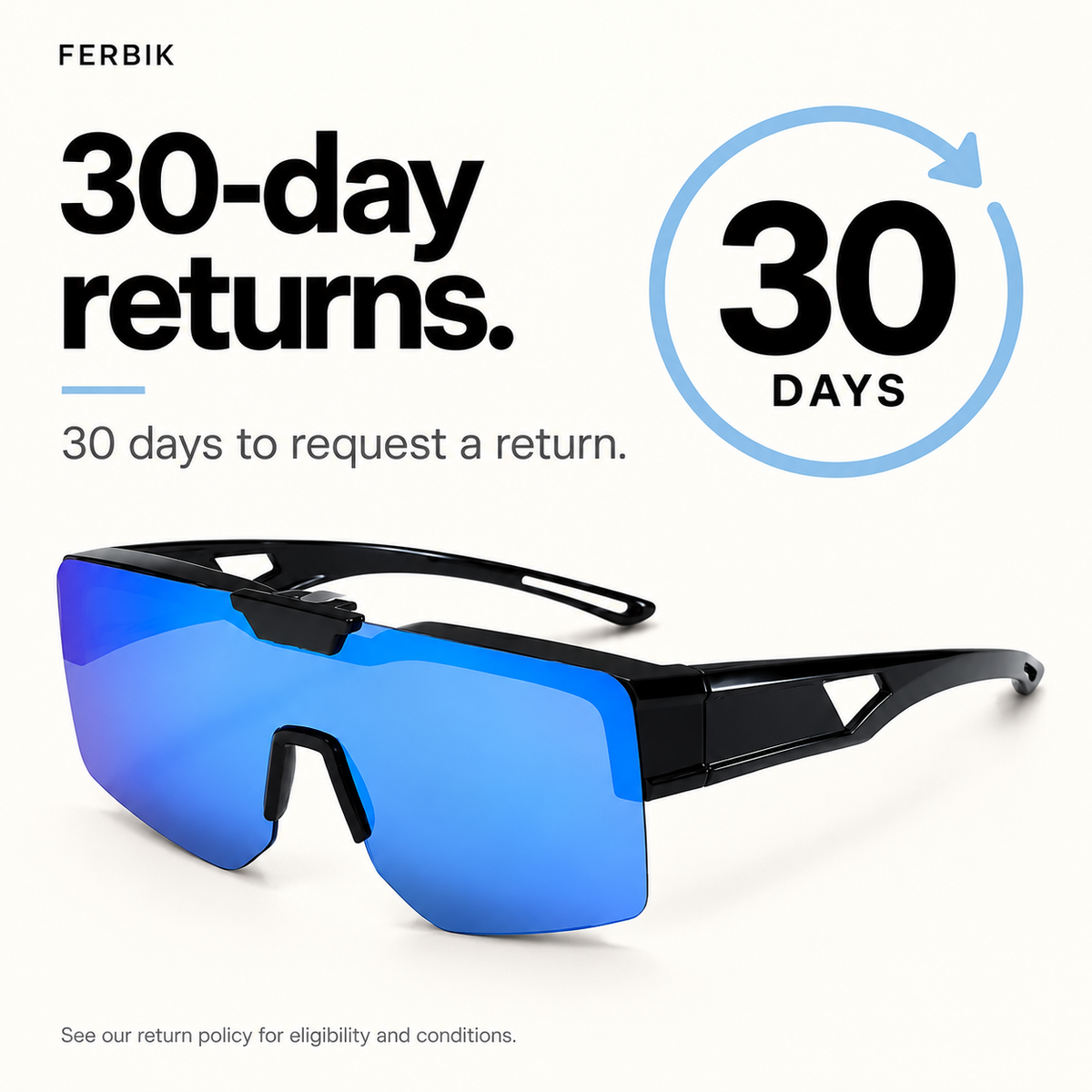 SUROIT blue mirror fit-over sunglasses, 30-day returns