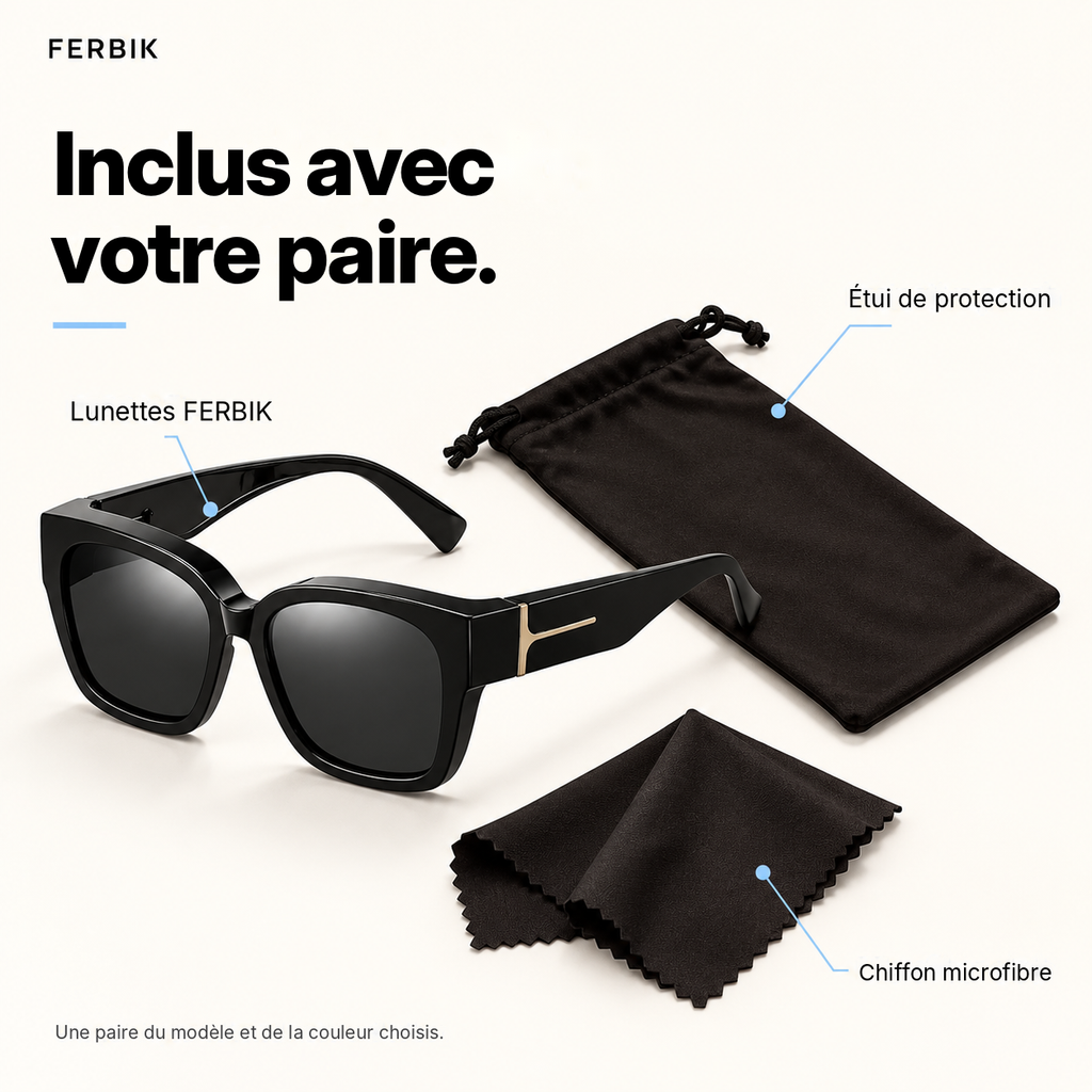 Lunettes de soleil VESPRA noir avec étui de protection et chiffon microfibre