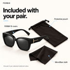 VESPRA black fit-over sunglasses with pouch and microfiber cloth