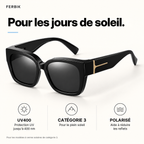 Lunettes de soleil VESPRA noir, gros plan sur le verre