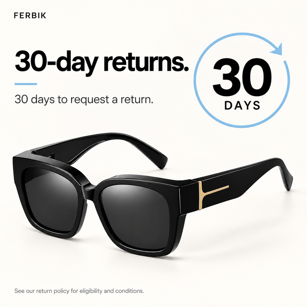 VESPRA black fit-over sunglasses, 30-day returns