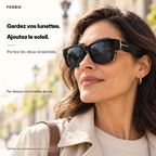 Lunettes de soleil VESPRA noir portées par-dessus des lunettes de vue