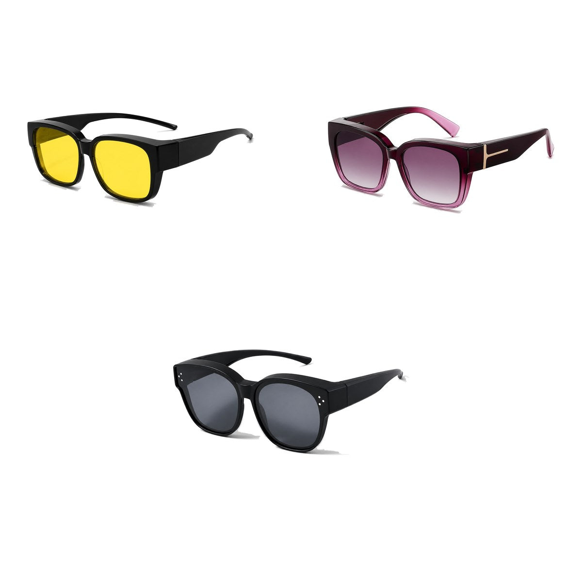 Ferbik family pack: BORÉAL NUIT — Yellow lens, VESPRA — Graduated plum, PETIT NORD Black