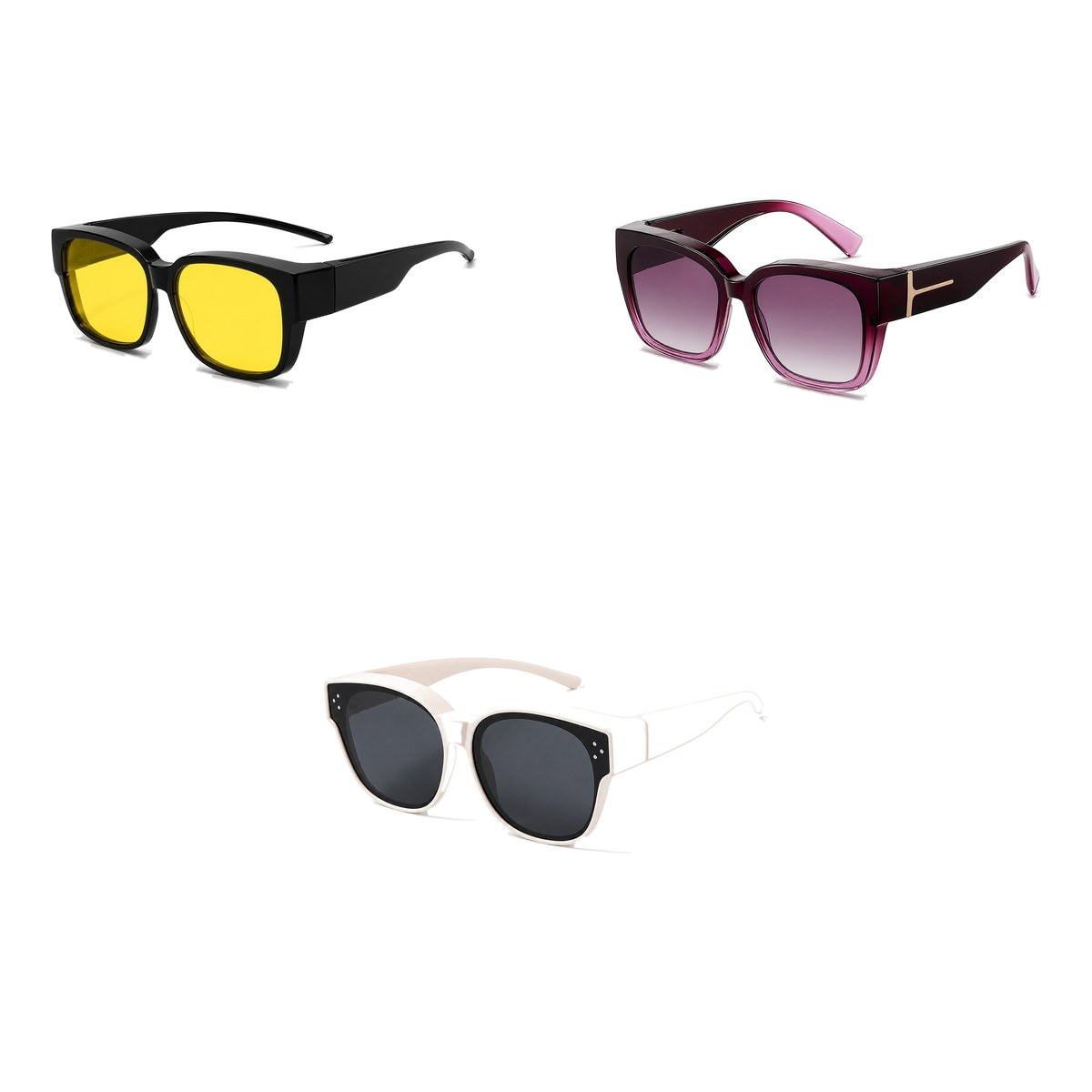Ferbik family pack: BORÉAL NUIT — Yellow lens, VESPRA — Graduated plum, PETIT NORD Cream