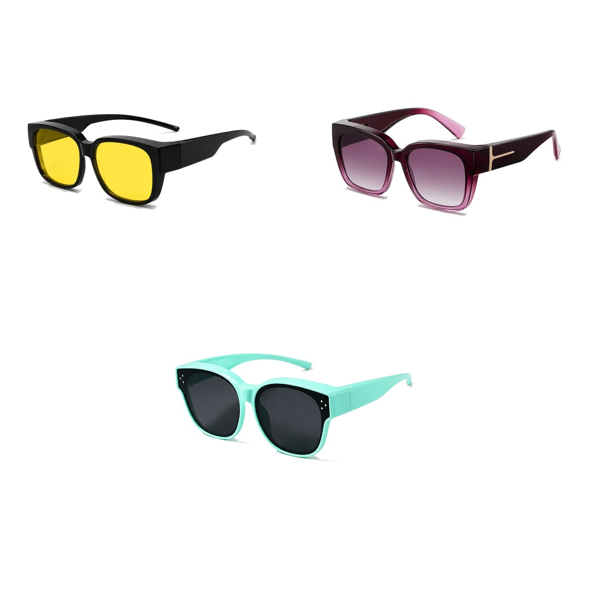 Ferbik family pack: BORÉAL NUIT — Yellow lens, VESPRA — Graduated plum, PETIT NORD Mint