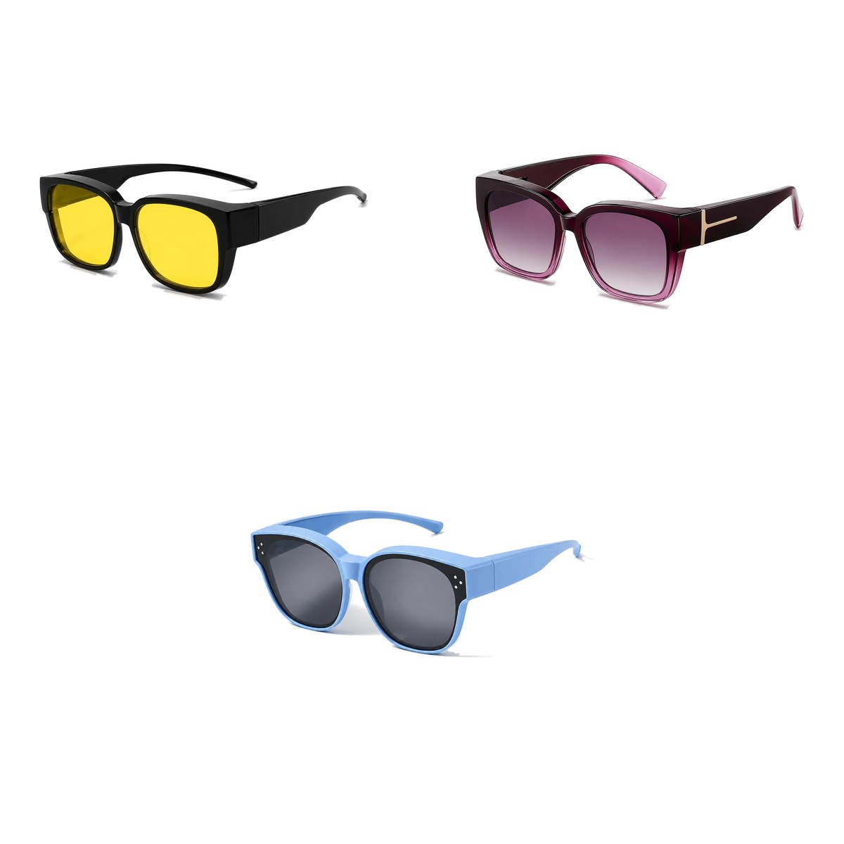 Ferbik family pack: BORÉAL NUIT — Yellow lens, VESPRA — Graduated plum, PETIT NORD Sky Blue