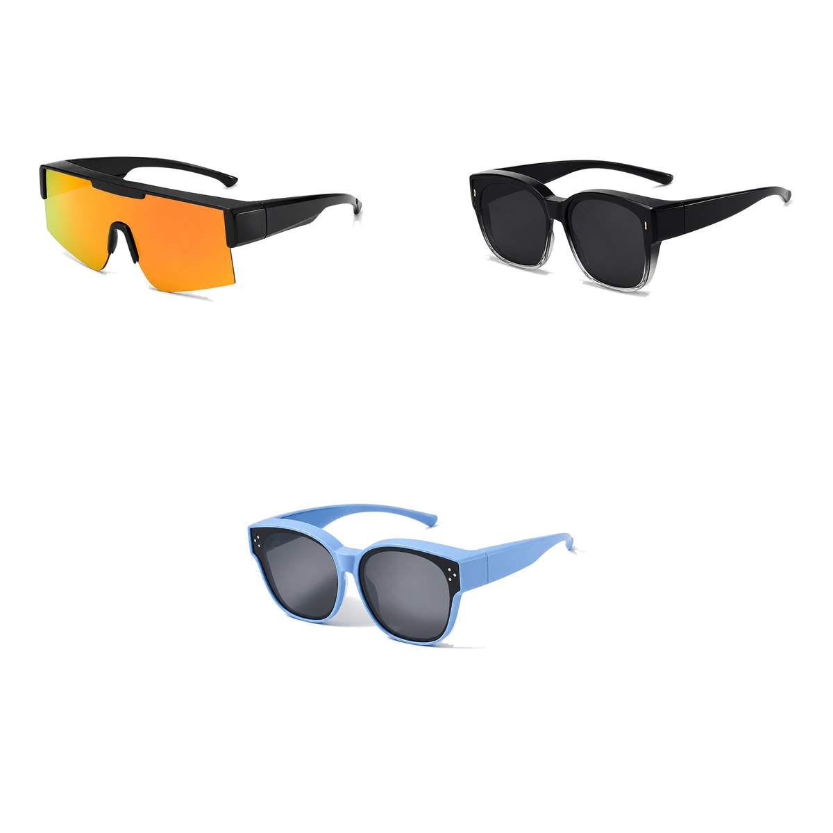 Ferbik family pack: RAFALE — Orange mirror, AURORE — Graduated black, PETIT NORD Sky Blue