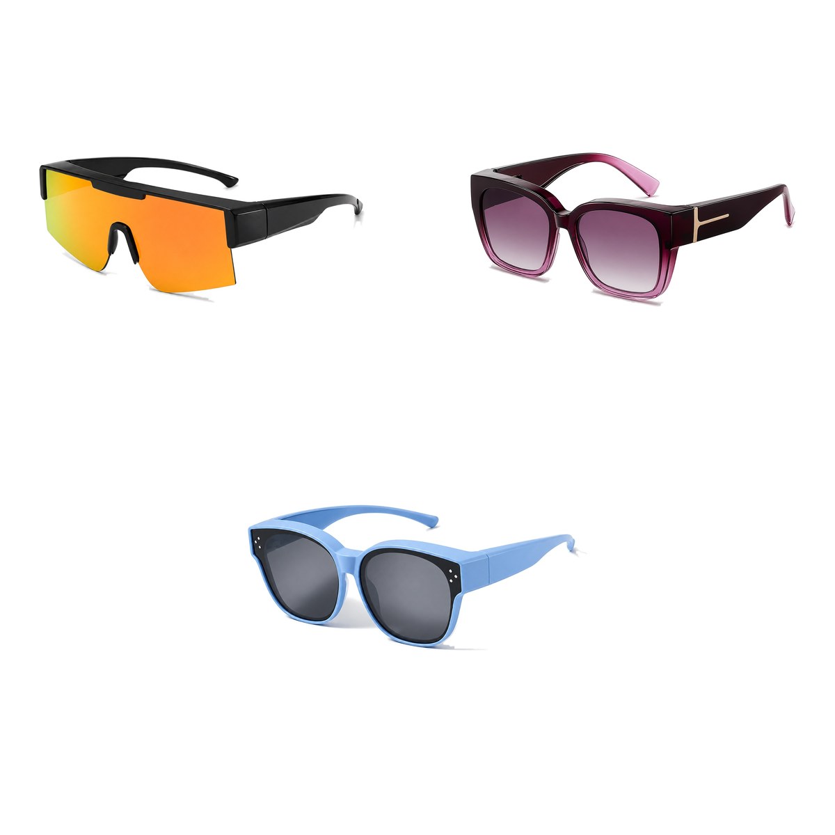Ferbik family pack: RAFALE — Orange mirror, VESPRA — Graduated plum, PETIT NORD Sky Blue