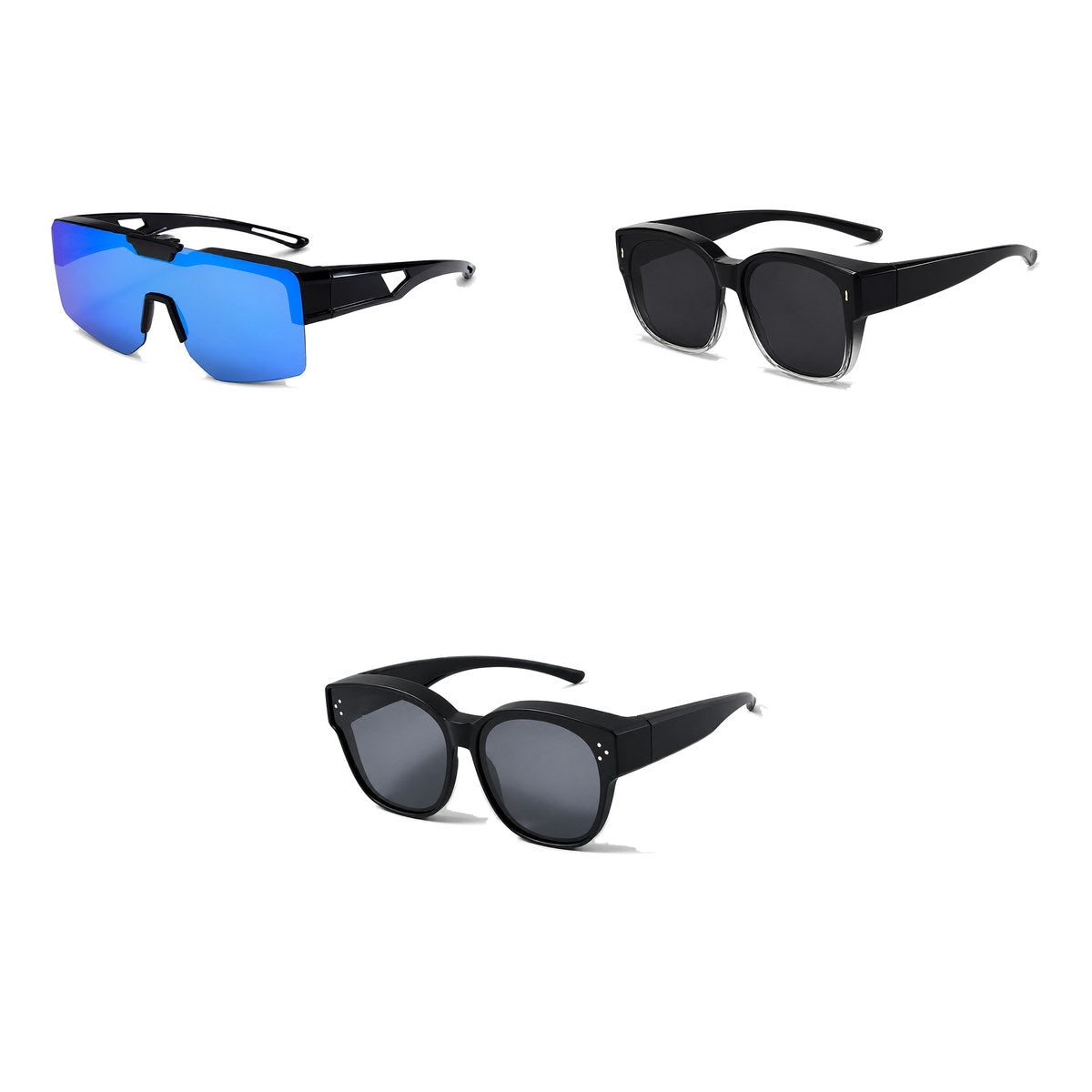 Ferbik family pack: SUROÎT — Blue mirror, AURORE — Graduated black, PETIT NORD Black