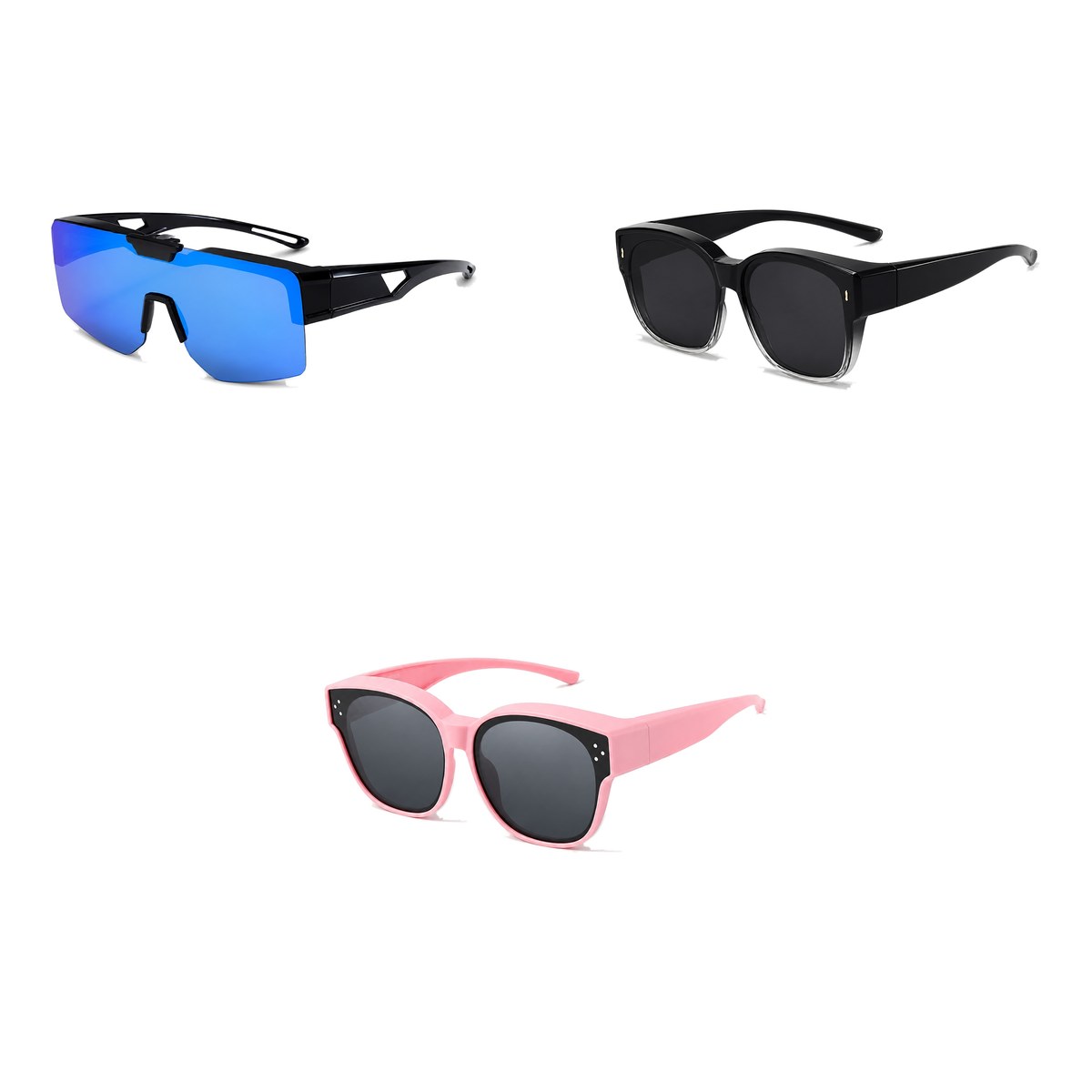 Ferbik family pack: SUROÎT — Blue mirror, AURORE — Graduated black, PETIT NORD Pink