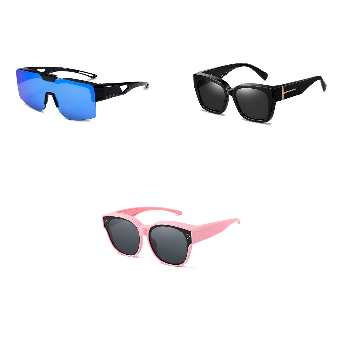 Ferbik family pack: SUROÎT — Blue mirror, VESPRA — Black, PETIT NORD Pink