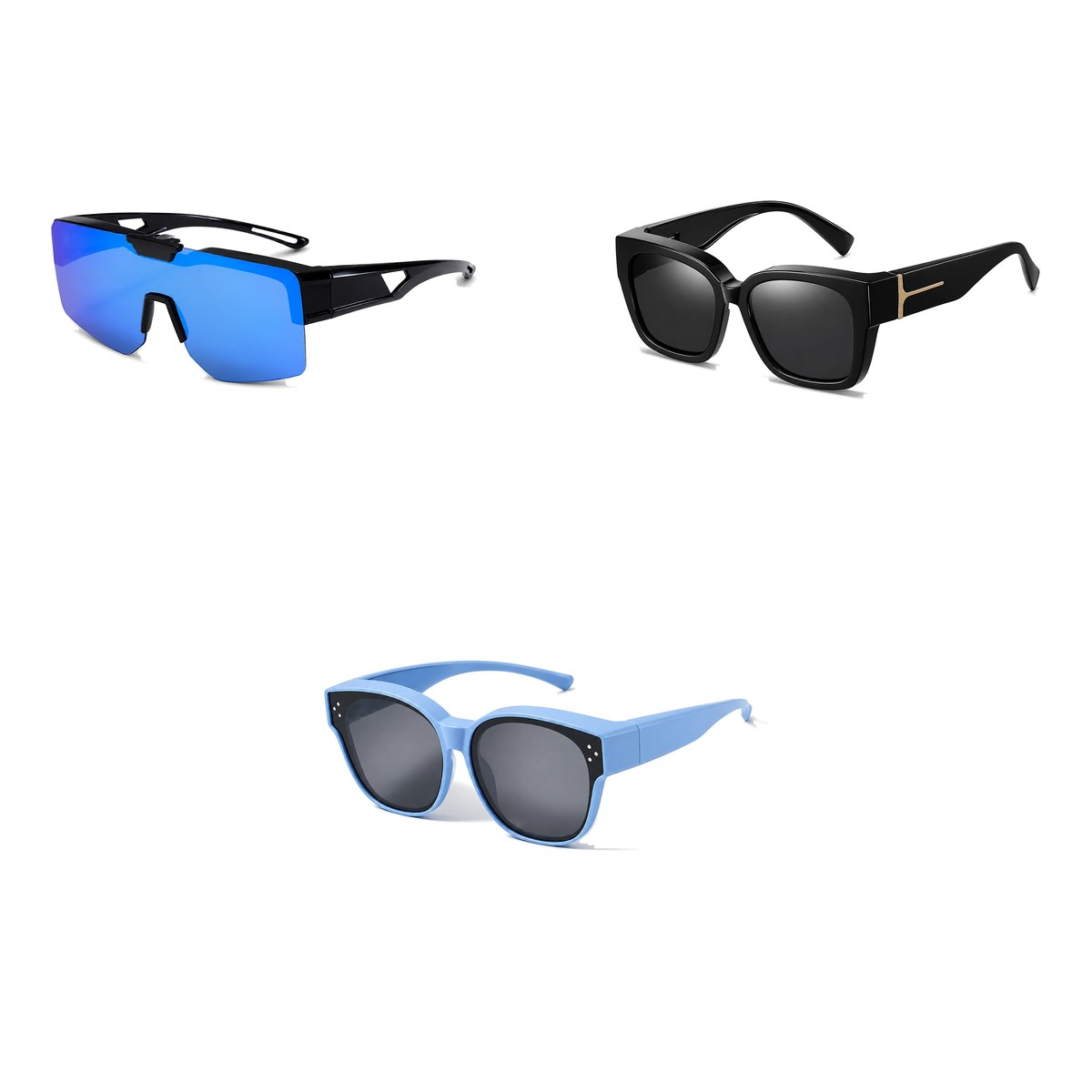 Ferbik family pack: SUROÎT — Blue mirror, VESPRA — Black, PETIT NORD Sky Blue