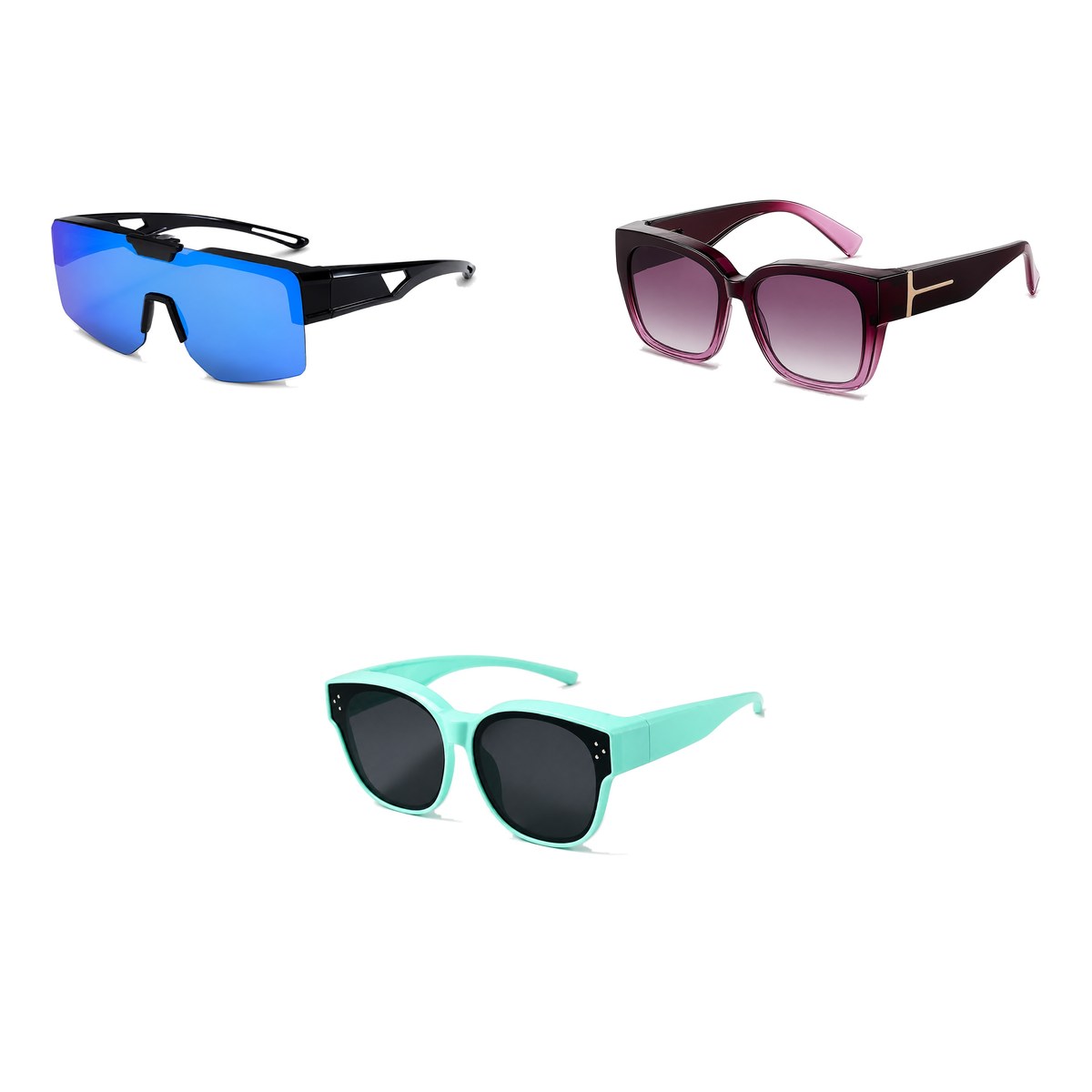 Ferbik family pack: SUROÎT — Blue mirror, VESPRA — Graduated plum, PETIT NORD Mint