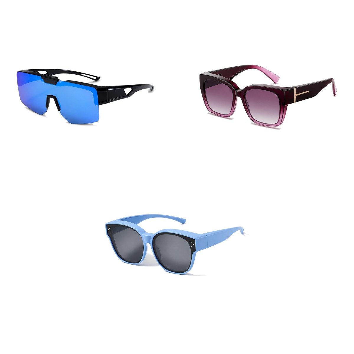 Ferbik family pack: SUROÎT — Blue mirror, VESPRA — Graduated plum, PETIT NORD Sky Blue