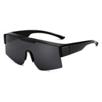 RAFALE fit-over sunglasses, black wraparound shield, smoke lens