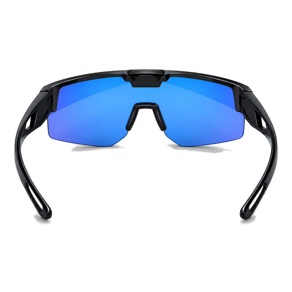 SUROIT blue mirror fit-over sunglasses, back view